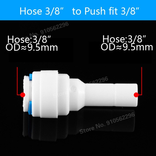RO Water Hose Connection Straight Elbow Tee Cross 1/4" 3/8" Coupling Plastic Quick Pipe Fitting Reverse Osmosis Connector: HS-3