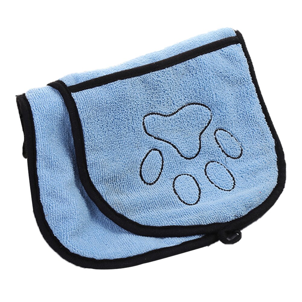 Kæledyr hund badehåndklæde mikrofiber ultraabsorberende kat små hunde tørre håndklædetæppe med lomme til store hunde badekåbe: Lyseblå