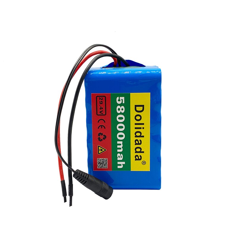 24V, 58ah, 7s3p, 18650, 24V, 58000 MAH, electric bicycle, moped, lithium ion battery pack + charger 2A