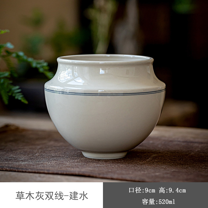 Plant Grey Glaze Ceramic Tea Washing Bowl Cup Japanese Jianshui Household Tea Residue Bucket Kung Fu Tea Utensils Tea Ceremony: Default Title