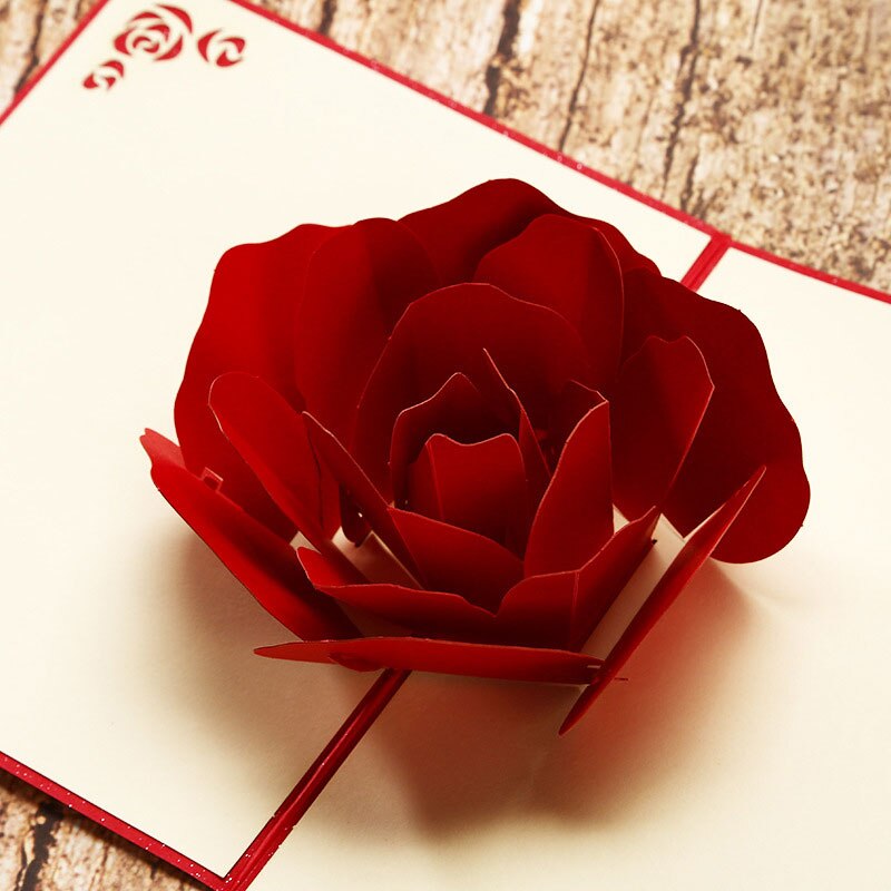 Tarjetas emergentes en 3D, tarjeta de flores rosas, cumpleaños, cumpleaños, tarjetas de felicitación, tarjetas de , decoración de boda,