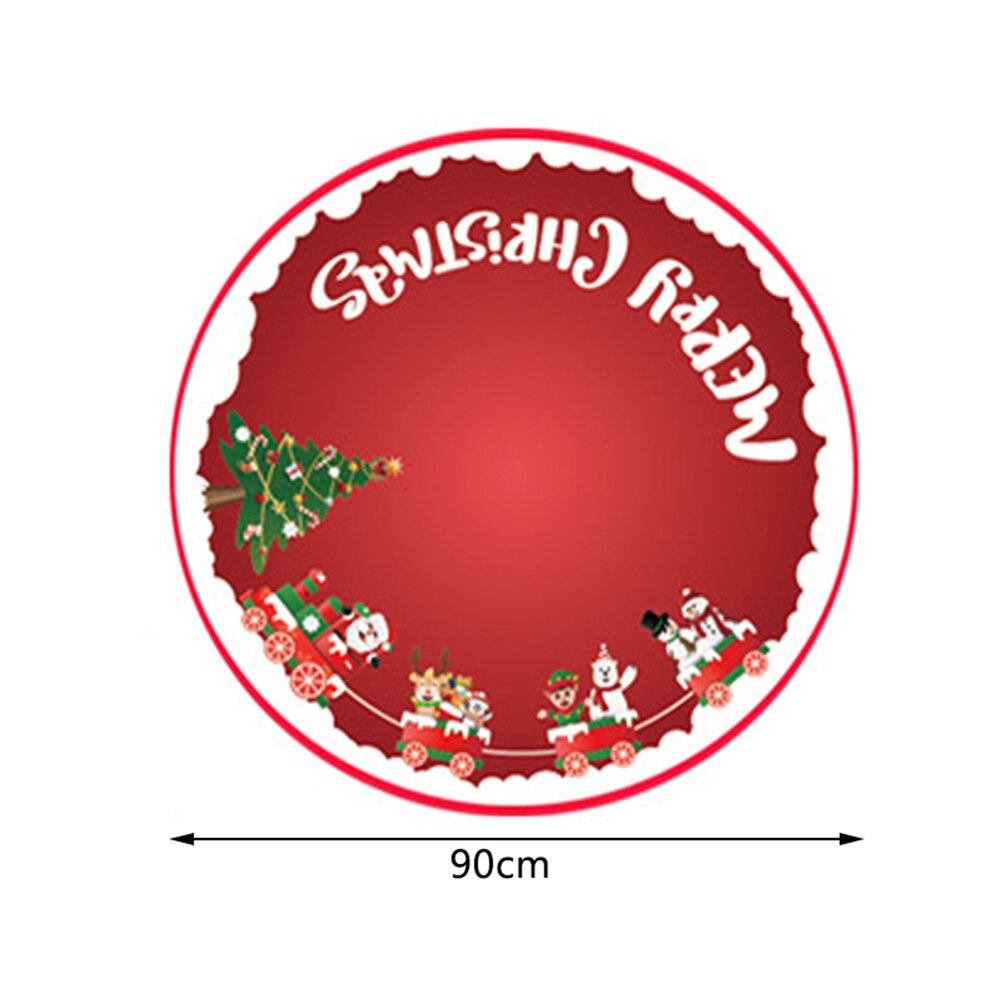 90cm Christmas Tree Skirts Floor Mat Personality Exquisite Wear-resistant Plush Edge Cover Year Xmas Party Home Decoration: A