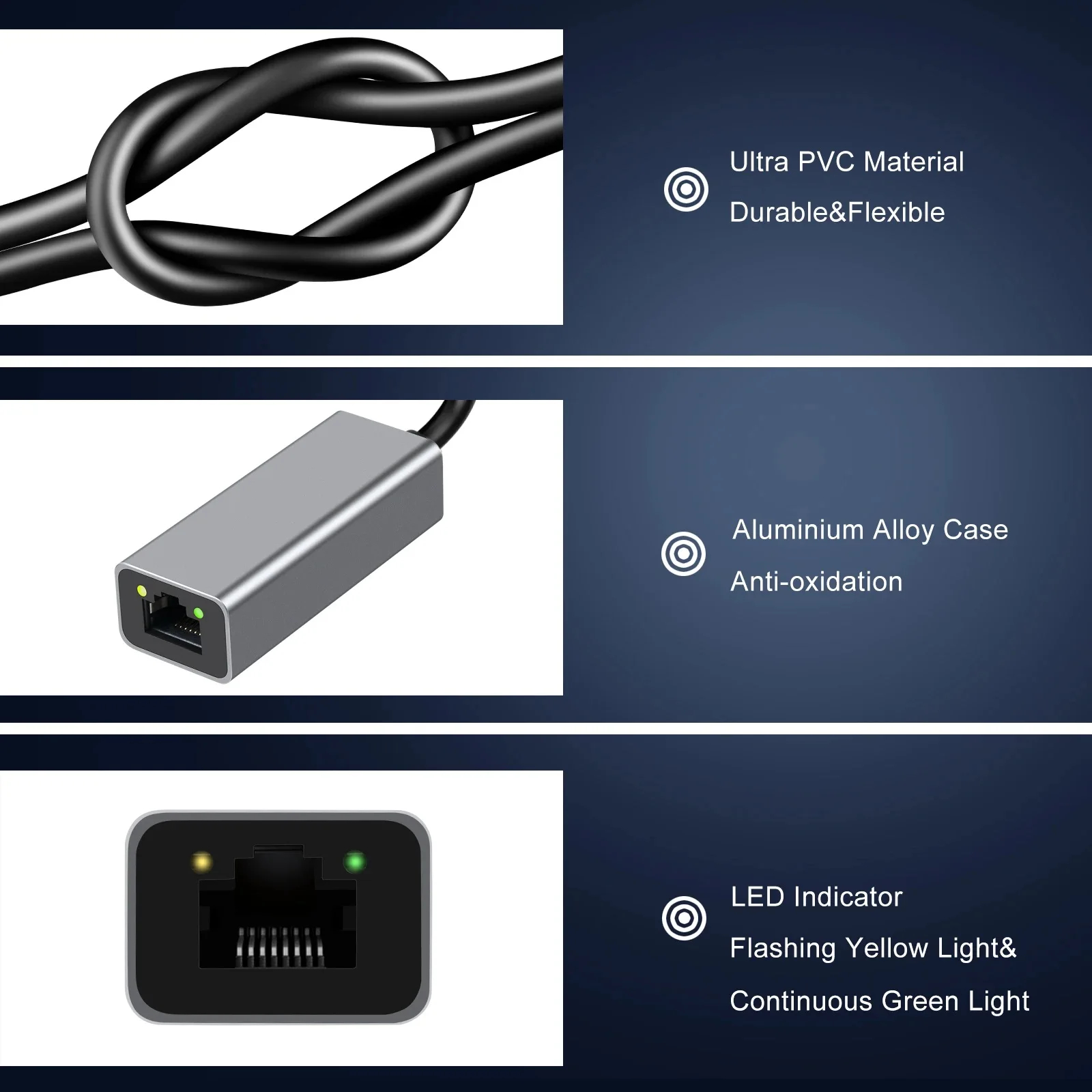 Adapter USB C Ethernet Adapter Ethernet na USB C/Thunderbolt 3 na RJ45 Przewodowa sieć Konwertuj Adapter Plug Play USB typu C