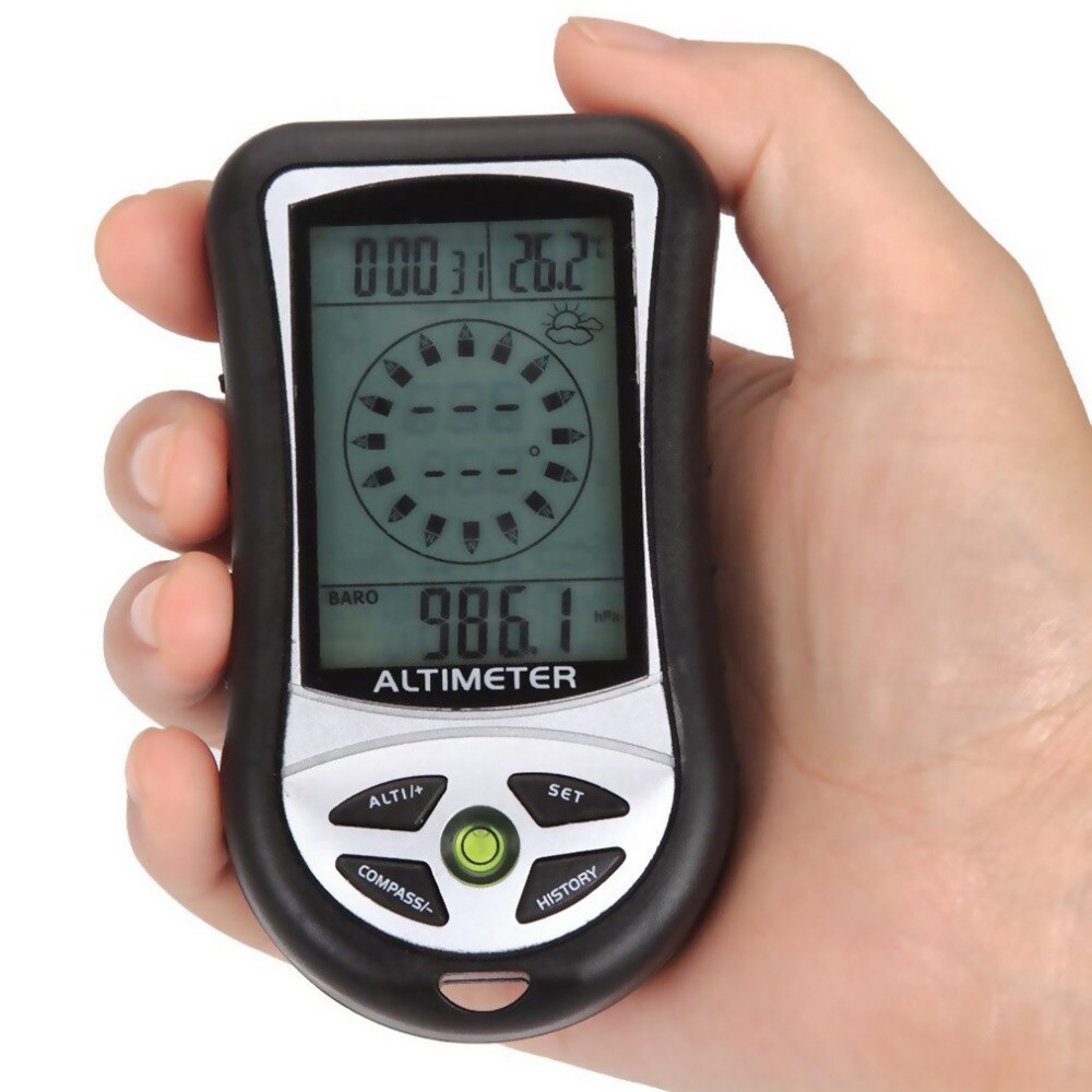 8 in 1 digitale lcd kompas hoogtemeter barometer thermo temperatuur klok kalender voor buiten wandelen vissen