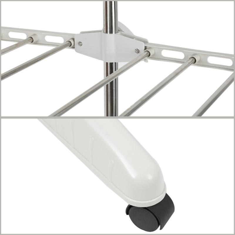 Stainless Steel Clothes Rack Four-layer Drying Rack Foldable Feet Easy To Assemble With Pulleys Sturdy Storage Laundry Hanger