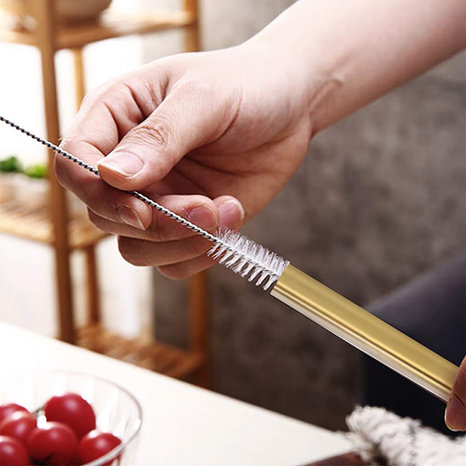 30# Metal Drinking Straws Heartshaped Reusable Straight Drinks Straws Stainless Steel Metal Strawc Leaning Brush Set Party Tool