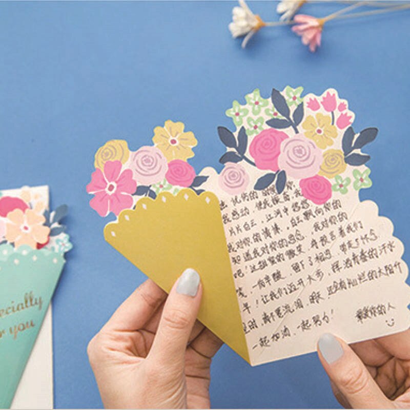 4 PCS Bouquet Greeting Card Message Card for Wedding Birthday Party Invite Box Decorations AES009