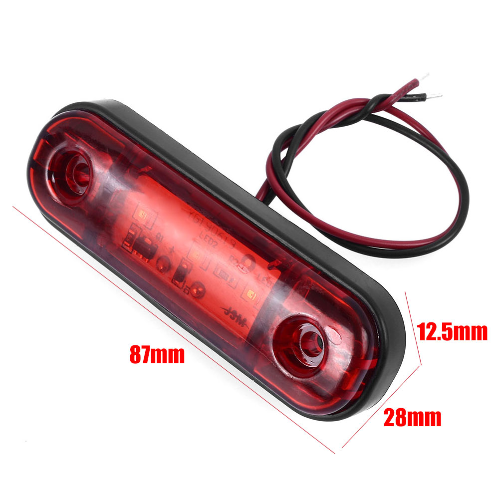 Dc10-30v 3 led markeringsljus varningsljus för lastbil trailer husbil husbil vattentät röd bil pickup lampa