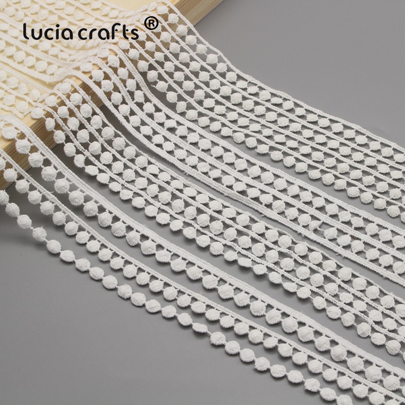Lucia crafts 3 yards/parti hvidt hult bomuldsblonde stof trimbånd hovedbeklædning syning gør-det-selv beklædningsgenstand dekorationstilbehør  n0401