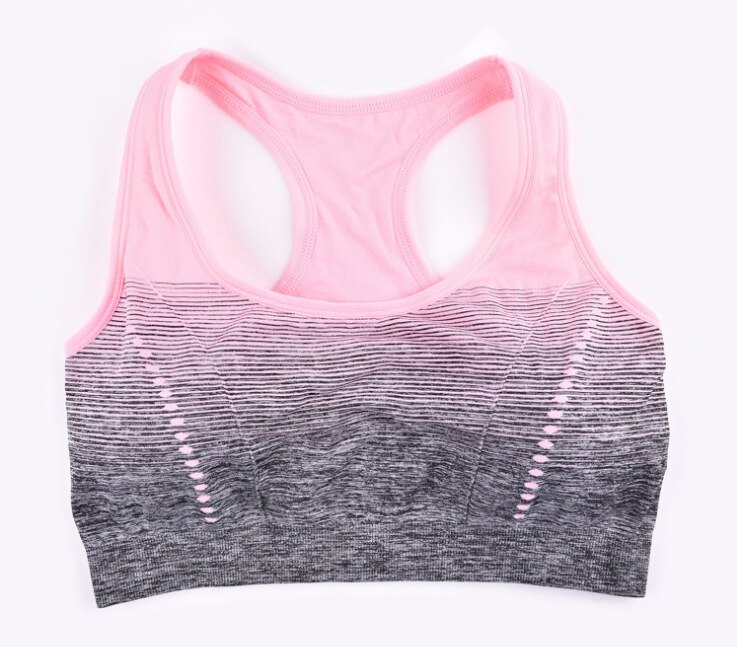 Naadloze Sport Beha Gradiënt Sport Bh Top voor Vrouwen Snel Droog Gewatteerde HBack Sport Top Naadloze Yoga Running Fitness Sport bras: pink / S