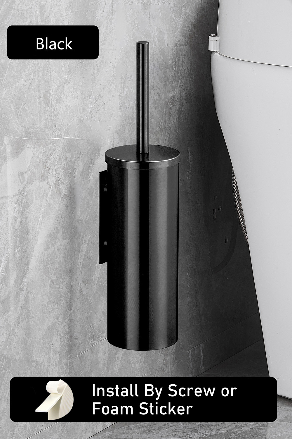 Escobilla de baño de , herramientas de limpieza de acero inoxidable 304 montadas en la pared, sin taladro, accesorios de baño WB8713: YELLOW