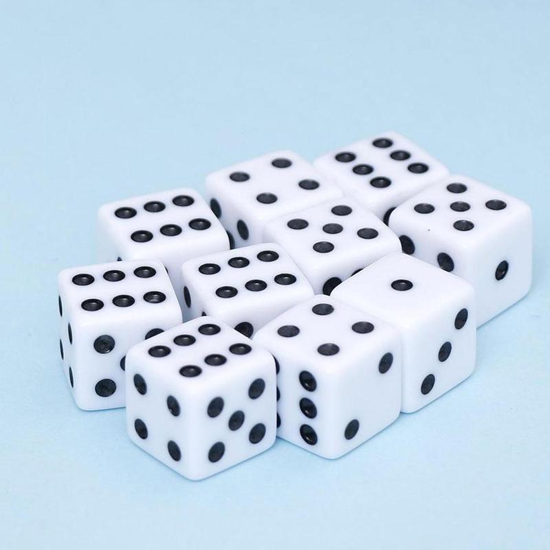 10Pcs 16mm White corner Six Sided Spot Playing Games Dice Set Opaque Dice For Bar Pub Club Party Board Game