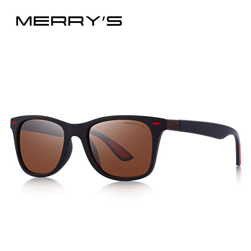 Merrys mænd kvinder klassisk retro nitte polariserede solbriller lysere firkantet ramme 100%  uv beskyttelse  s8508: C05 brune