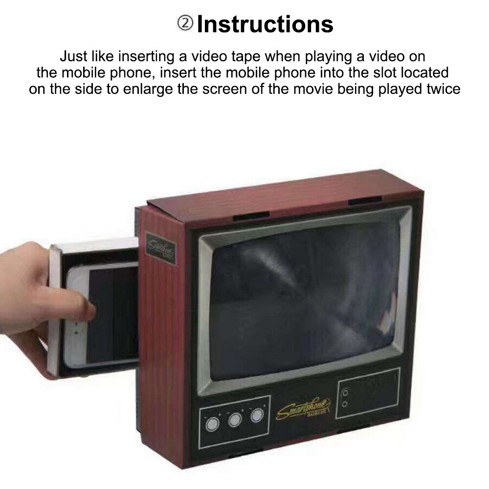 Protect The Closed-eye Retro TV Screen To Enlarge The Picture From The Phone Screen 3D Video Movie Magnifying Glass