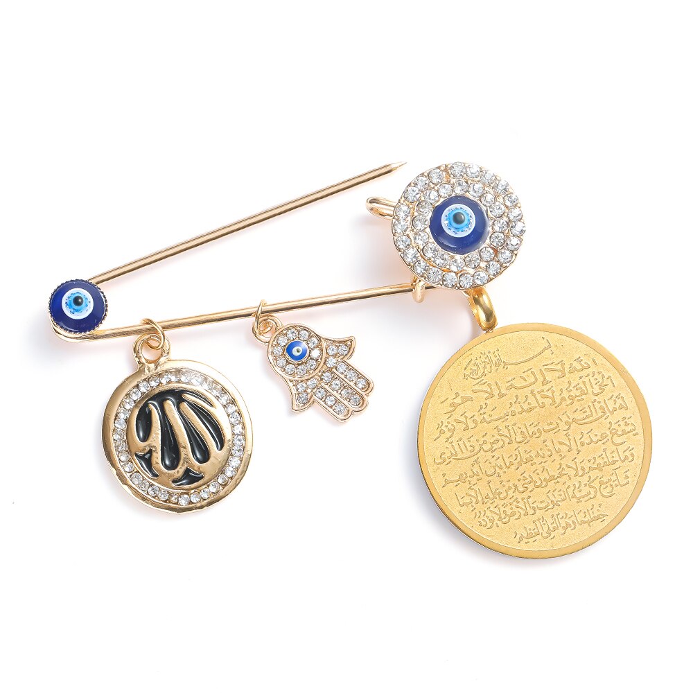 Moslim Islam Allah Turkse Boze Oog Hamsa Hand Van Fatima Sjaal Hijab Broche Baby Pin