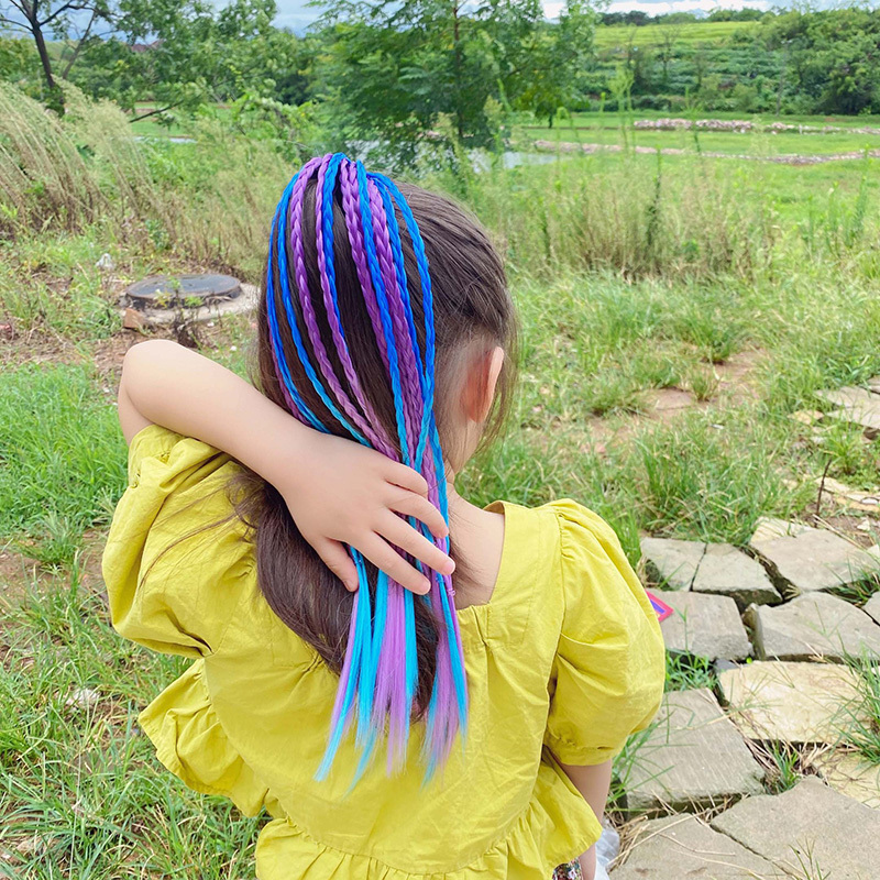 1 PCS Neue Mädchen Bunte Perücken Pferdeschwanz Kinder Haar Zubehör Kopf Band Haar Ornament Stirnbänder Gummibänder Schönheit Haar Bands