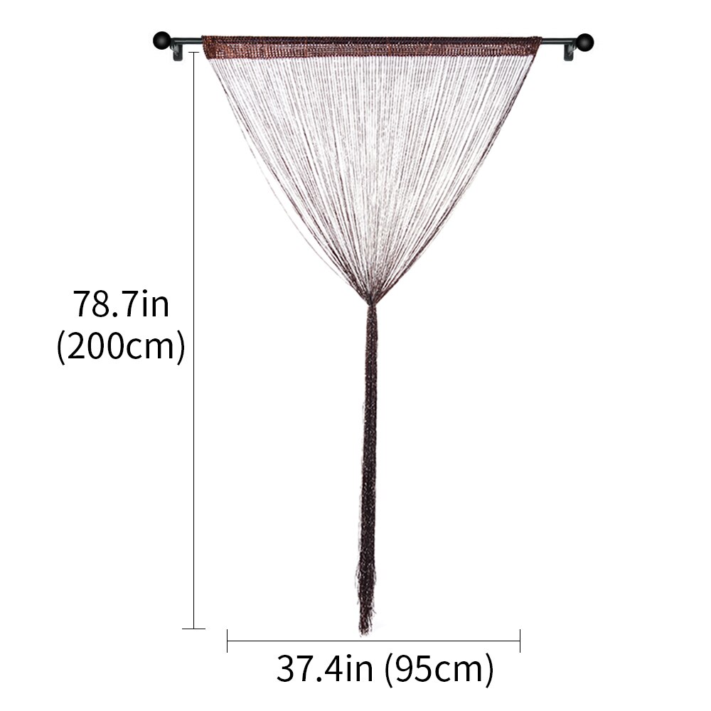 Kleurrijke String Chain Gordijn Shiny Kwastje Lijn Gordijnen Venster Deur Divider Drape Woonkamer Decor Volant Woondecoratie: B-dark coffee