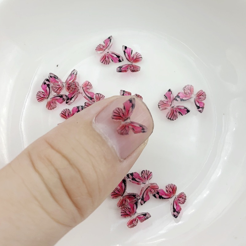 Stijl 8 Kleur Vlinder Nail Art Strass 3D Hars Vlinder Nail Decoratie Materialen Diy Nail Accessoires 10 Stks/partij