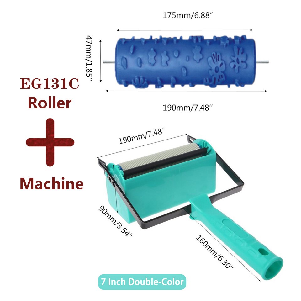 Wall Decoration Paint Painting Tools WIth 7" Rubber Roller Brush Tool Set 3D Pattern Wallpaper Home Room Decor Painting Machine: 131 Roller Machine B