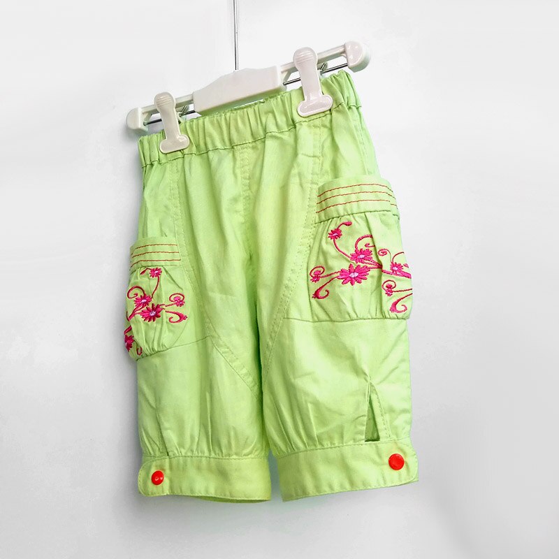 Piger broderede shorts børns ferie strand shorts børn shorts sommer børns shorts: Lysegrøn / 6