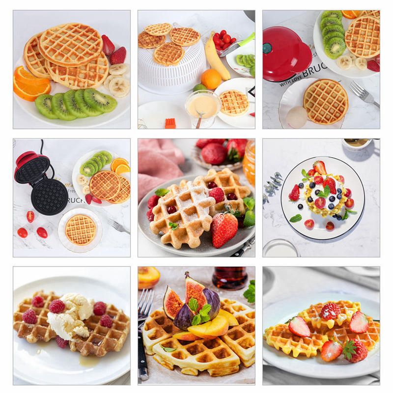 Waffle Maker Machine Pie Press Grill Portable Breakfast Machine Healthy Non-Stick Plate Doughnut Maker for Home and Dormitory