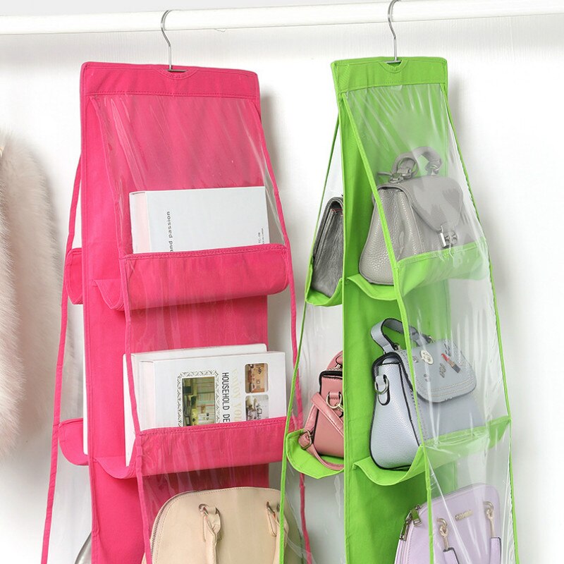 Hængende håndtaske arrangør til garderobeskab gennemsigtig opbevaringspose dørvæg klar diverse sko taske med bøjlepose