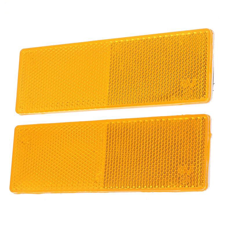 2 Pcs Rood/Wit/Oranje Vrachtwagen Motorfiets Lijm Rechthoek Plastic Reflector Reflecterende Waarschuwing Plaat Stickers Veiligheid Teken: orange no hole