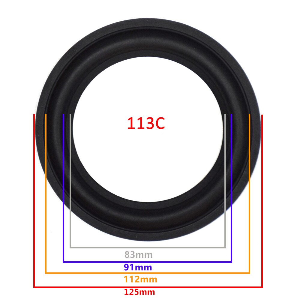 5 inch Rubber Speaker Surround Edge Woofer Repairing Folding Edge Subwoofer Ring DIY Repair Accessories Speaker Suspension: 2 Pieces / 113C