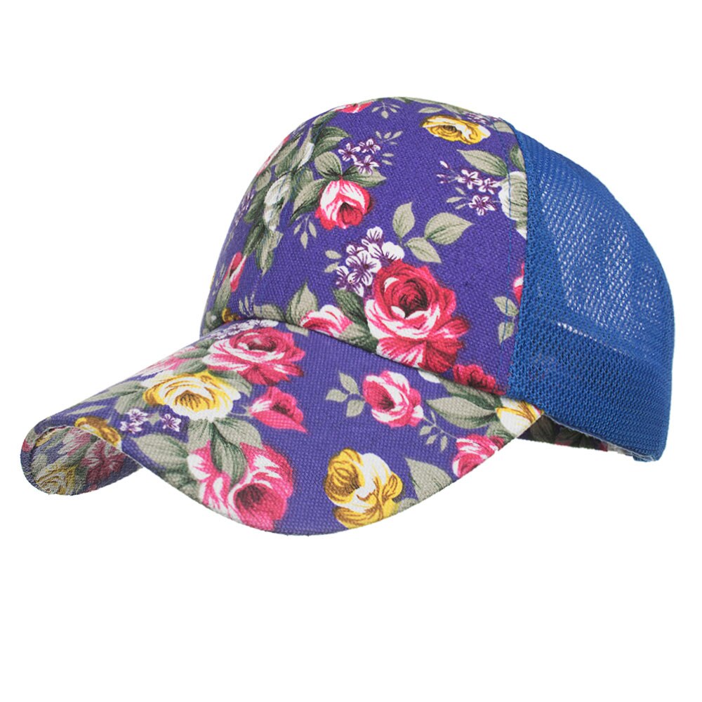 Joymay meash baseball cap kvinder blomster snapback sommer mesh hatte afslappet justerbare hætter accepteret  b544: Blå