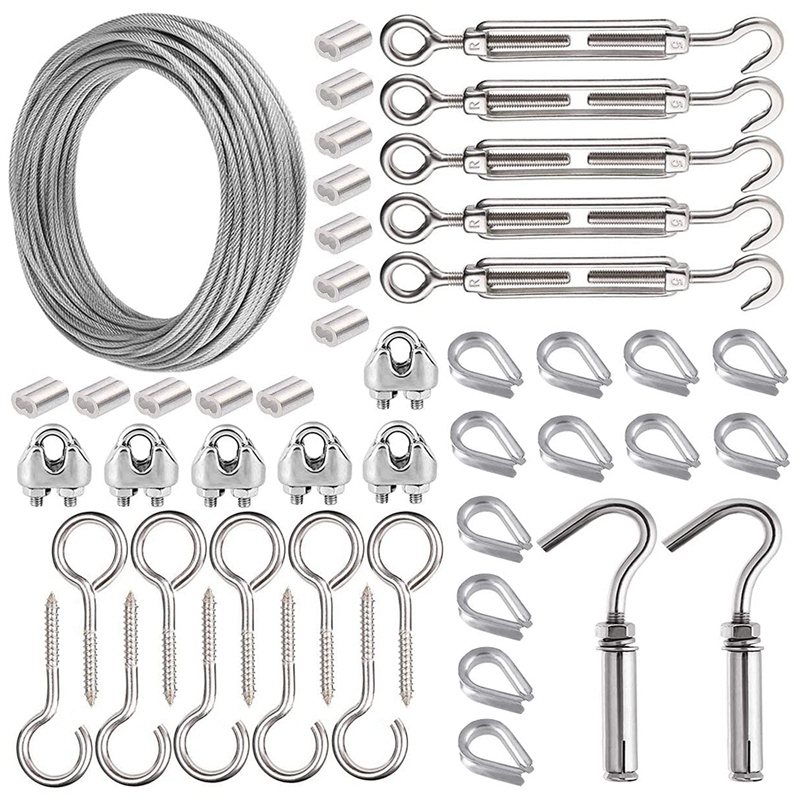 30M Tuin Draad Voor Klimmen Planten, draad Hek Draad Touw Clips Spanschroef Draad Spanner Voor Lichtslingers Opknoping Kit: Default Title