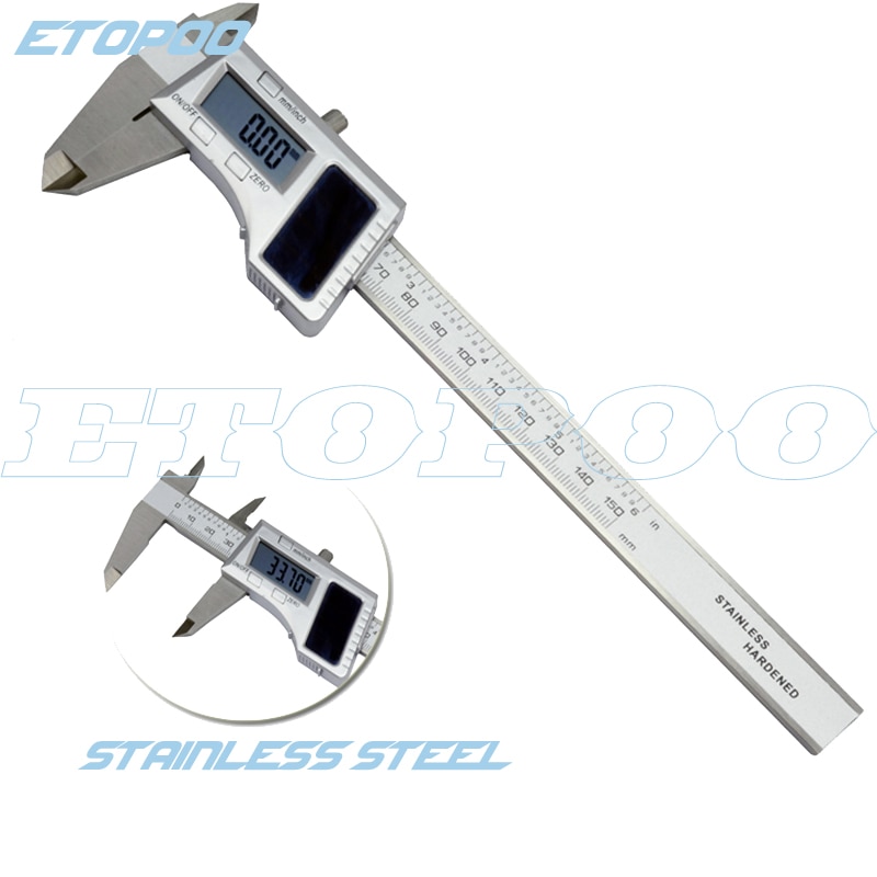 150mm 0.01mm stainless steel Solar Digital Caliper solar power carbon fiber electronic Vernier Gauge Micrometer