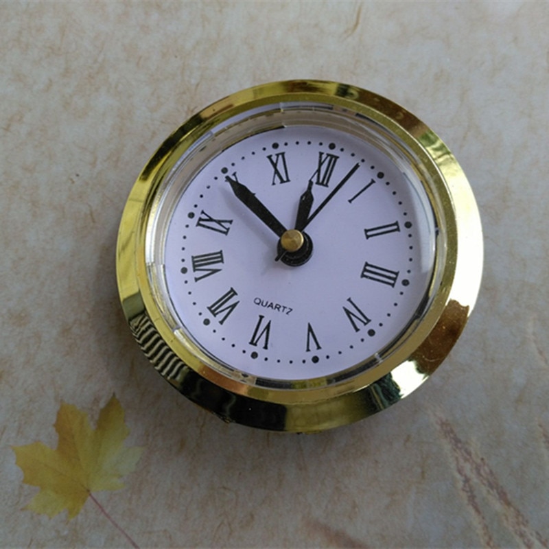 2 Pieces Outside Diameter 50MM Built - in Clock Gold Rim Classic Clock Quartz Movement Round Clocks Head Insert Quartz