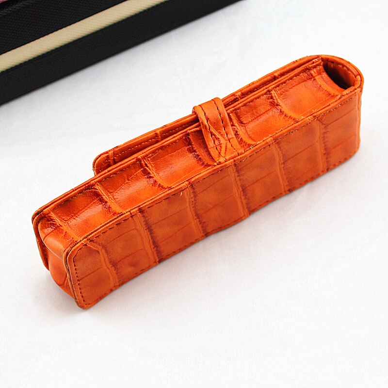 Twee pen verpakt Kraft pen zakken gescheiden door dubbelzijdig leer van pure-kleur briefpapier case