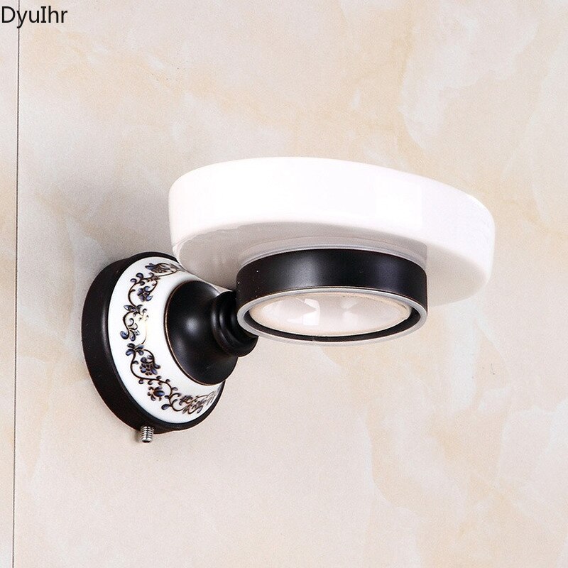 DyuIhr-jabonera de cerámica para baño, jabonera montada en la pared, rejilla para jabón, accesorios para baño, color bronce, azul y blanco