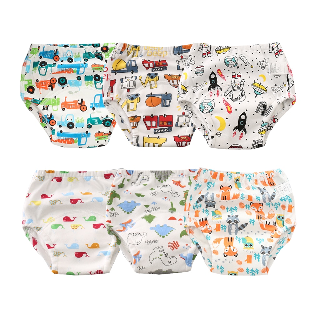 6 stuks/partij 6- laags katoenen trainingsbroekjes voor baby's stoffen luierbroekjes unisex peuter ondergoed kinderkleding onderbroekjes