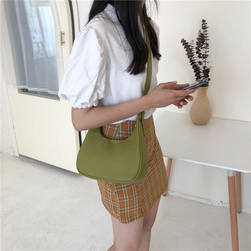 Vintage femmes sacs à bandoulière en cuir PU dames bandoulière sacs de messager sac à aisselles dame portefeuille et sacs à main noir bolsa: green