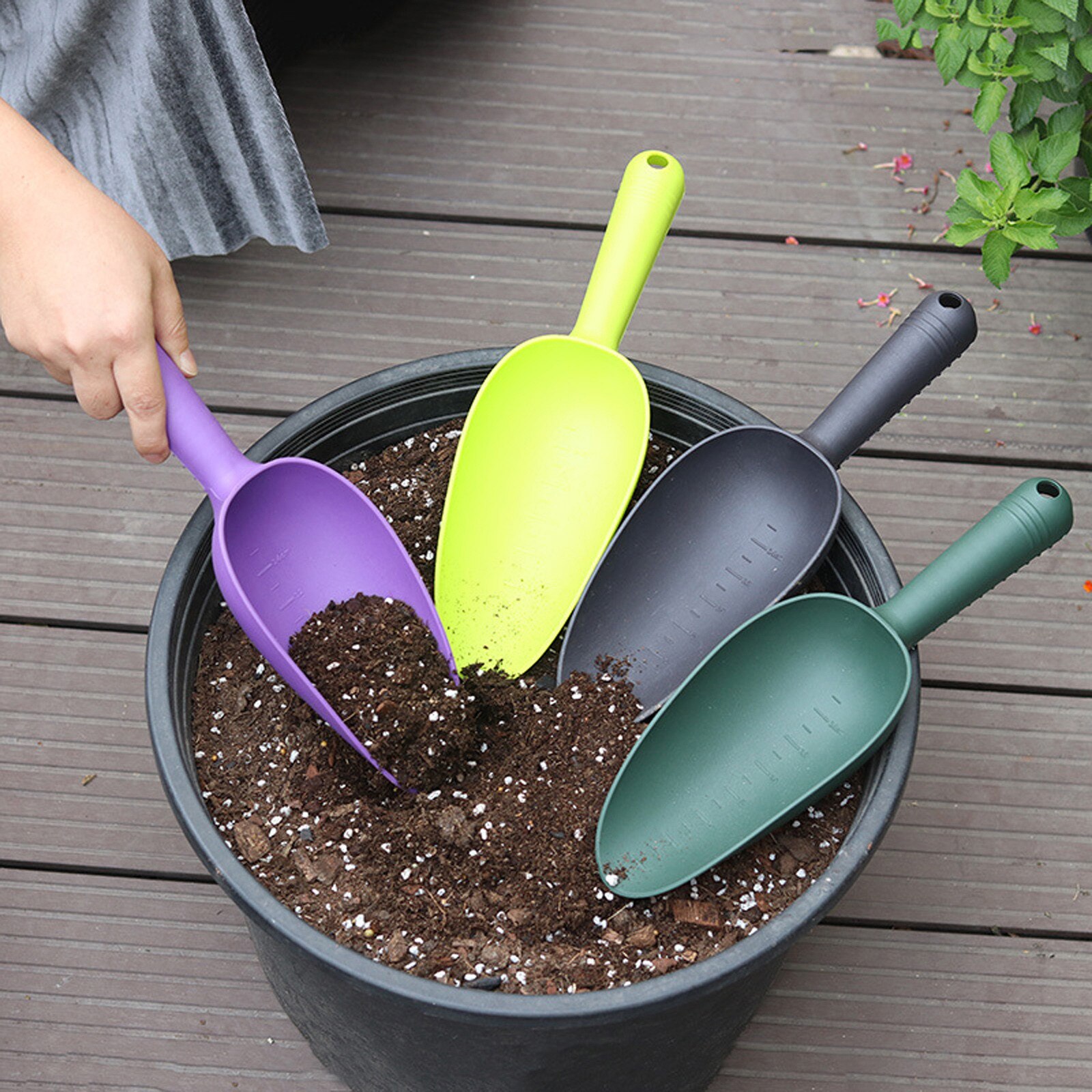 Pala de plástico para jardín, palas de mano para plantas, Multicolor, pala para flores, pala para plantas