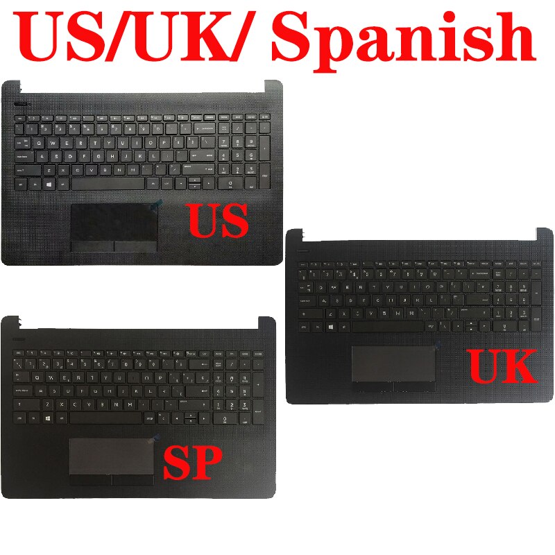 US/UK/SP/Spanish Laptop Keyboard for HP 15-BS 15-BR 15-BW 15Z-BW 250 G6 255 G6 TPN-C130 Palmrest Upper Cover no touchpad