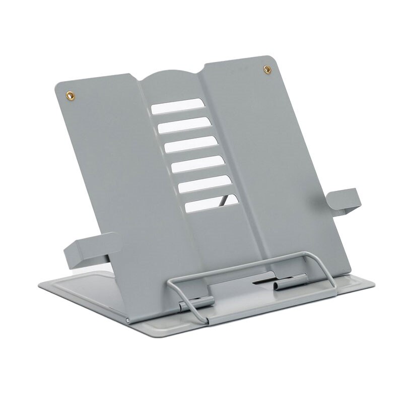 Verstelbare Draagbare Metalen Verstelbare Leesboek Houder Ondersteuning Document Plank Bookstand Tablet Muziek Score Recept Stand: Grijs
