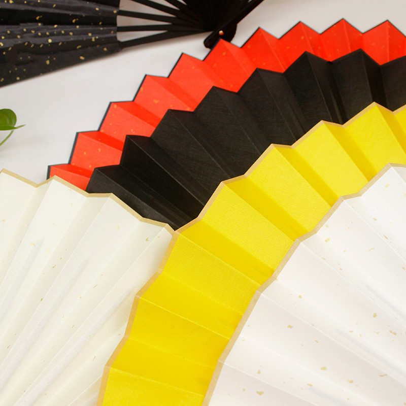 Artist DIY Silk Folding Fans Colorful Bamboo Hand Fan Ventilateur Calligraphy Ink Painting DIY Cloth Fans with Golden Spots