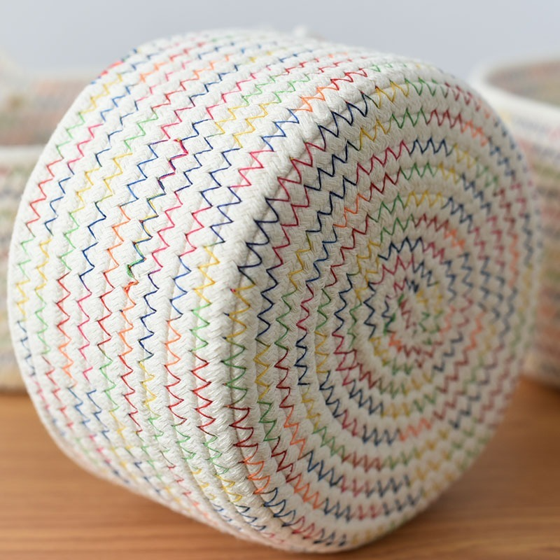 Box Fabric Office Storage Basket Decorative Accessories Cat Ear Desktop Hand-woven Cotton Rope Key Sundries Snack Basket