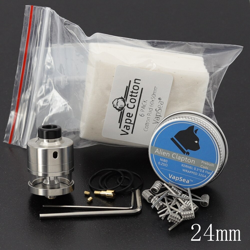 VapSea Haku Riviera RDTA atomizer 22mm 2ml / 24mm 2.5ml Single Coil Tank atomizer with Squonk Bottom feeder pin: 24 SS Kit