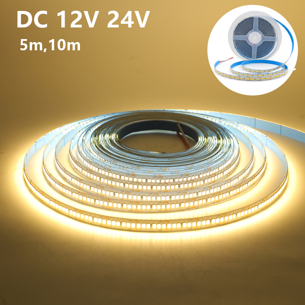 5M 10M LED-Lichtleisten 12V 24V SMD 2835 120 240LEDs/m Heimlampenstreifen Flexibles LED-Bandband Weiche Lampenleiste 3000K 4000K 6000K