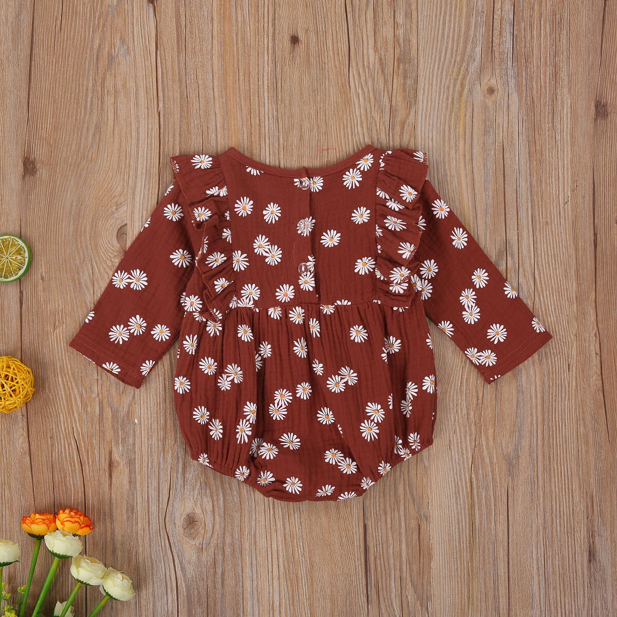 FOCUSNORM 0-24M Infant Baby Girls Boys Rompers Long Sleeve Ruffles Floral Print Jumpsuit Princess Baby Girls Clothes