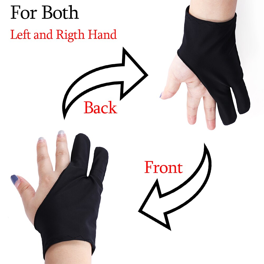 1PC Black Free Size Artist Drawing Glove For Any Graphics Drawing 2 Finger Flexible Anti-fouling for Both Right And Left Hand