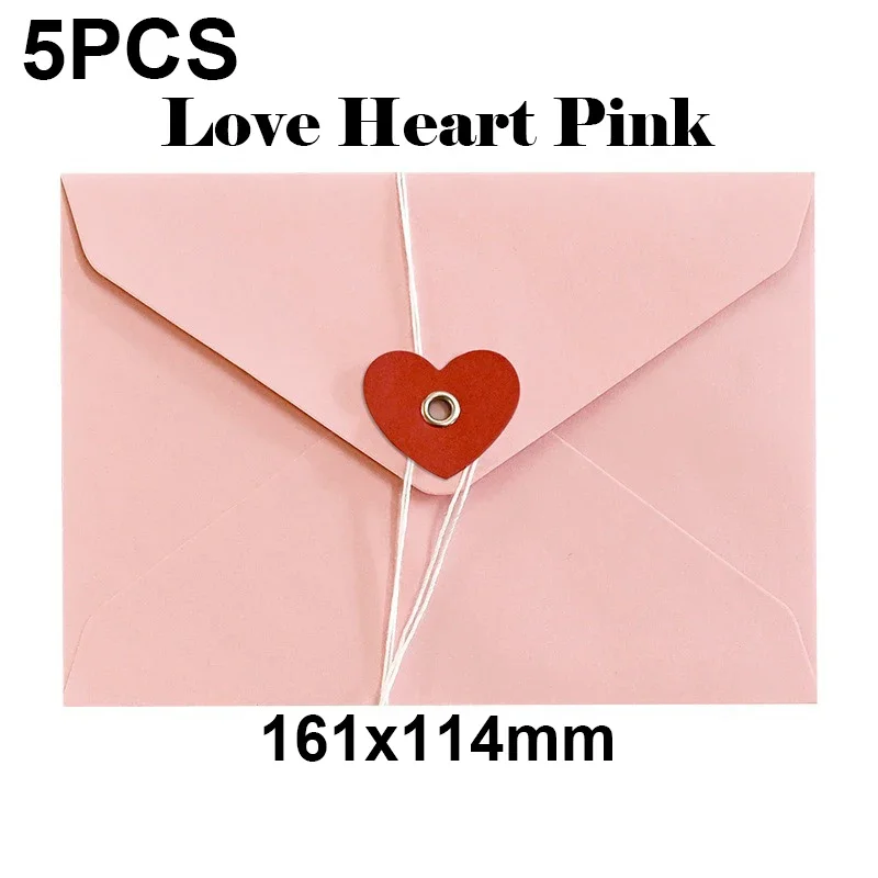 5 sztuk Kawaii kocham serce koperty kwiatowe 200gsm koperty papierowe na podkładki listowe DIY zaproszenia ślubne okładka torba robić pakowania prezentów: Czerwony
