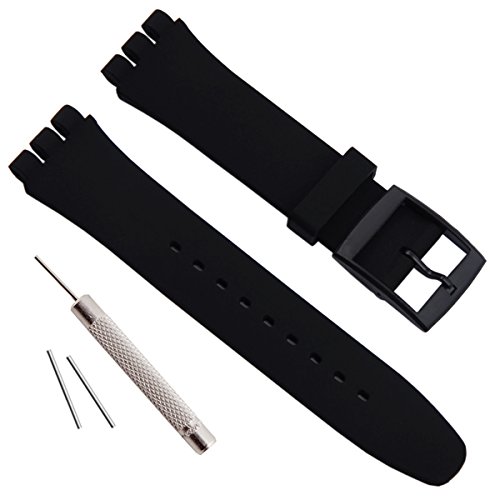 Voor Swatch Band Jelly Siliconen Rubber Horloge Band Gesp 16mm 17mm 19mm 20mm Sport Armband Vervanging waterdichte Accessoires: Black / 18mm