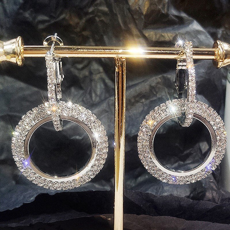 Hyperbole Sieraden Oorbellen Voor Vrouwen Mode Ronde Zirconia Temperament Earring Bridal Wedding Brincos Bijoux CCE655