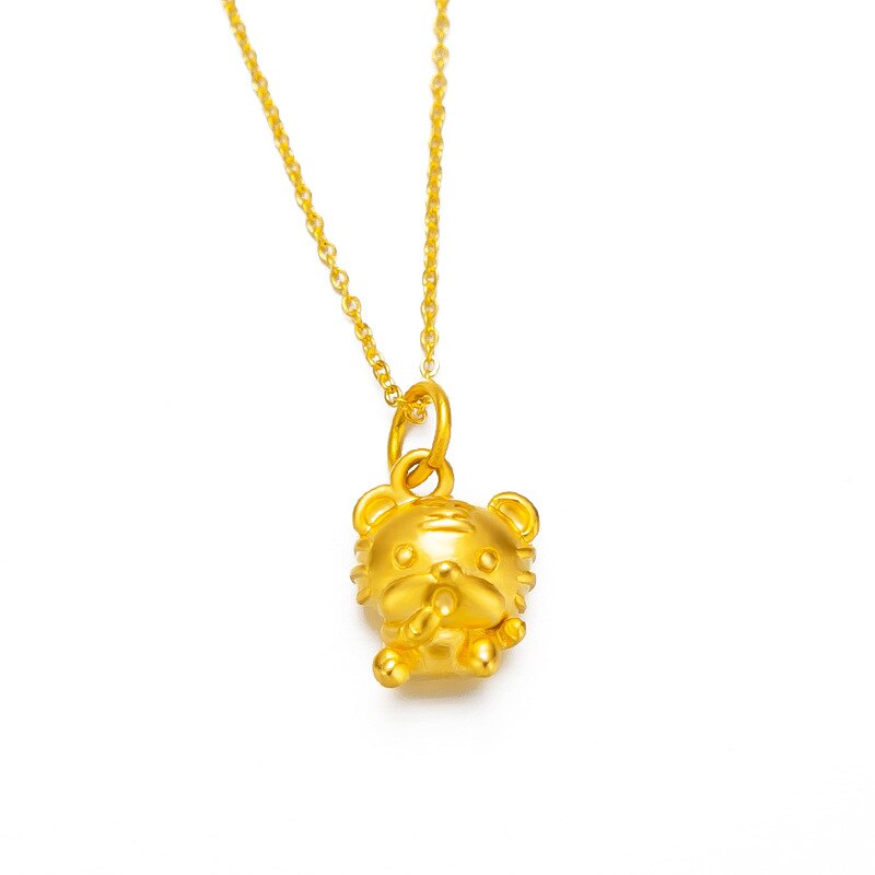 Halskette mit anhängern aus reinem gelbgold , 18k x 999 gold, klassisches kleines tiger-weihnachtsschmuck-trend