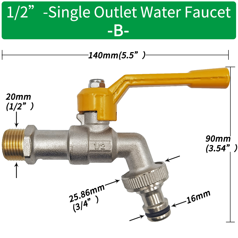Adattatore per rubinetto per tubo da giardino 1/2 '' IBC Connettore per serbatoio dell'acqua Irrigazione a 2 gareggiare a 1 attraverso Giunto per rubinetto in ottone Raccordo di ricambio Valvola a sfera: Oro